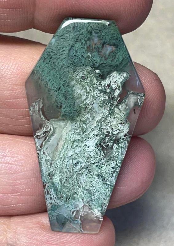 Coffin 43x24mm Lichen in Quartz Cabochon 35