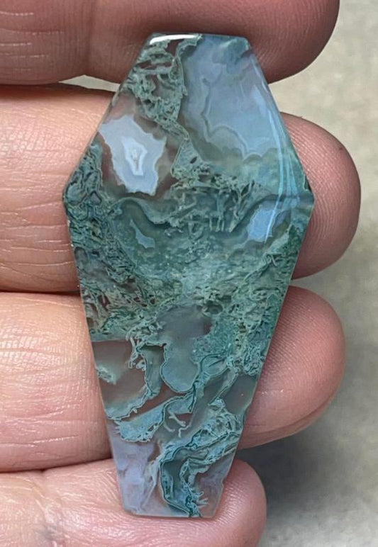 Coffin 45x23mm Lichen in Quartz Cabochon 41