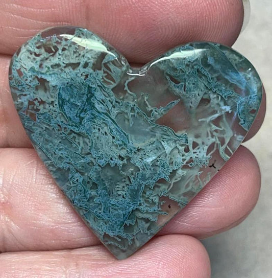 Heart 35x39mm Lichen in Quartz Cabochon 50