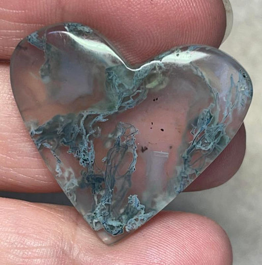 Heart 31x35mm Lichen in Quartz Cabochon 54