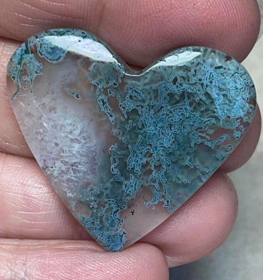 Heart 32x36mm Lichen in Quartz Cabochon 60