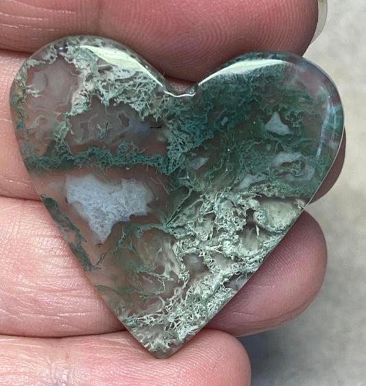 Heart 36x37mm Lichen in Quartz Cabochon 62