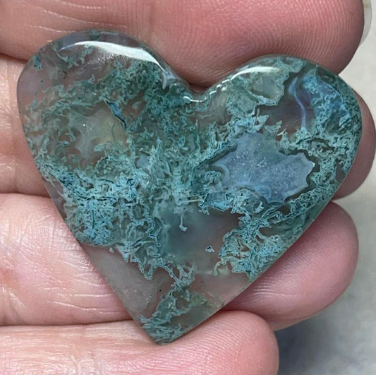 Heart 34x37mm Lichen in Quartz Cabochon 66