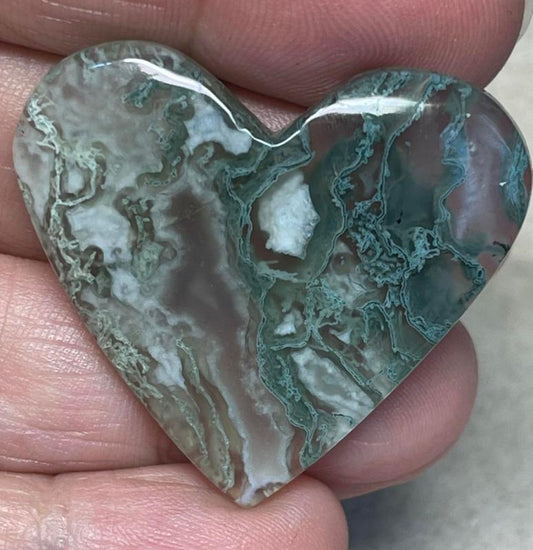 Heart 33x36mm Lichen in Quartz Cabochon 67