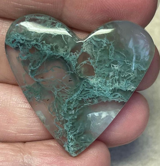 Heart 34x35mm Lichen in Quartz Cabochon 68