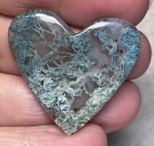 Heart 33x34mm Lichen in Quartz Cabochon 71