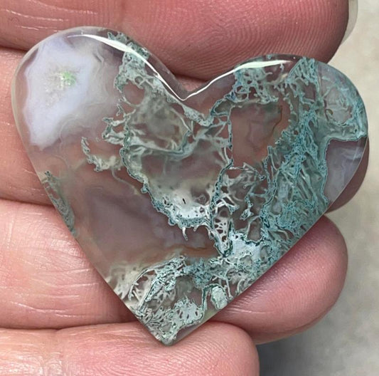 Heart 32x37mm Lichen in Quartz Cabochon 74