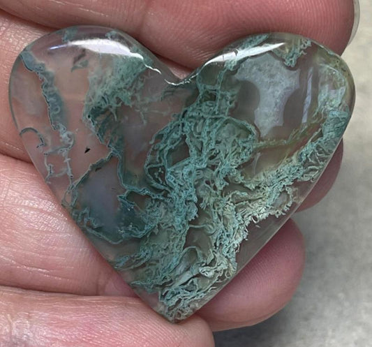 Heart 33x38mm Lichen in Quartz Cabochon 77