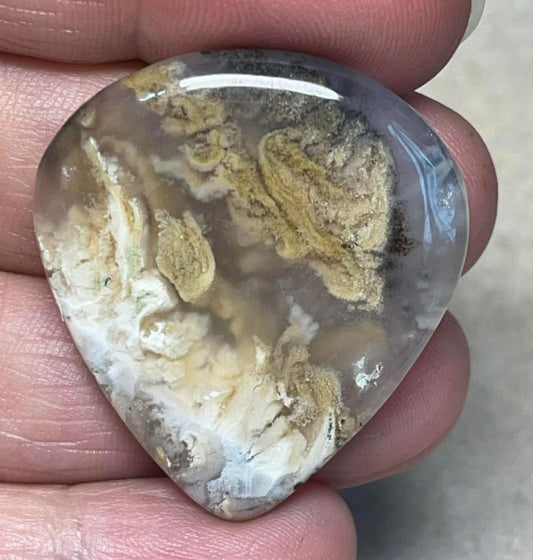 Teardrop 36x32mm Dendritic Tiger Agate Cabochon 07