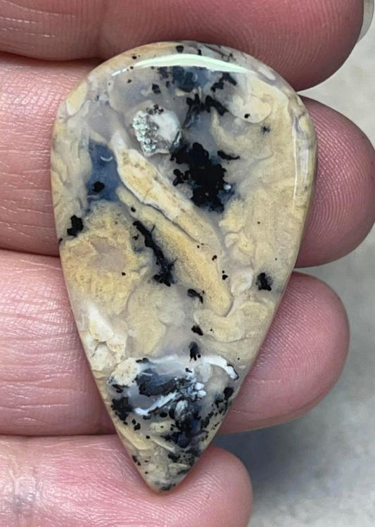 Teardrop 43x24mm Dendritic Tiger Agate Cabochon 15