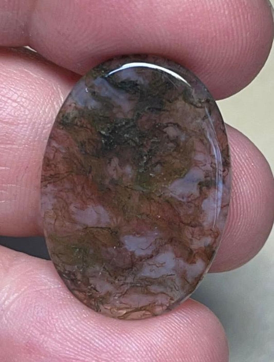 Oval 27x19mm Green Moss Agate Cabochon 06