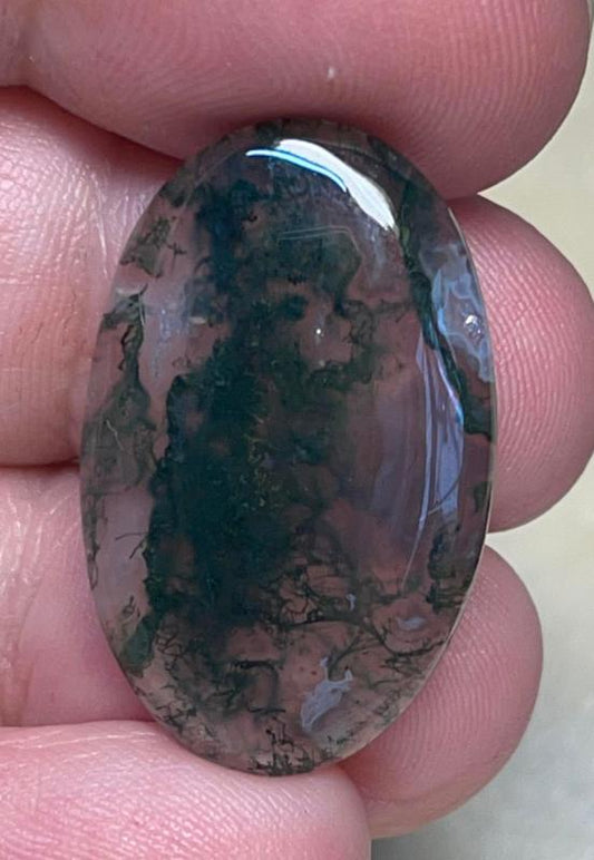 Oval 29x18mm Green Moss Agate Cabochon 09