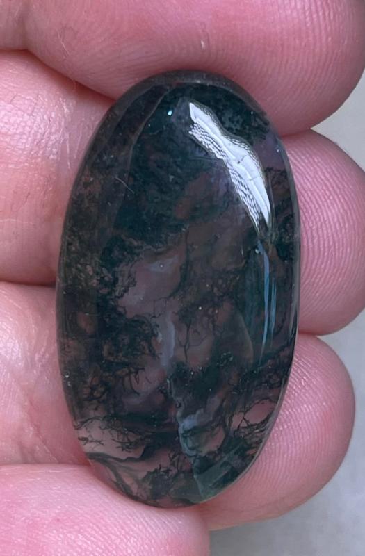 Oval 31x17mm Green Moss Agate Cabochon 12