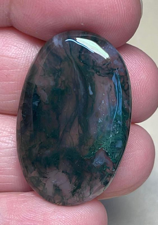 Oval 33x21mm Green Moss Agate Cabochon 14