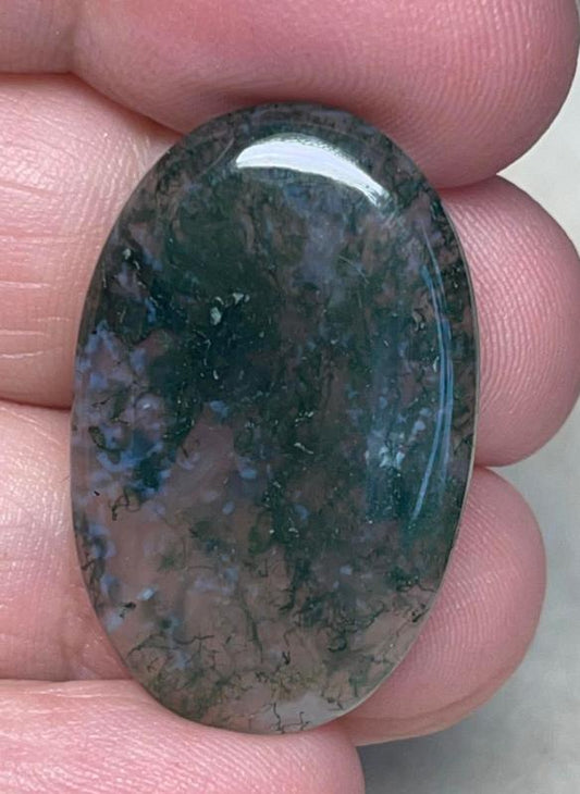 Oval 31x20mm Green Moss Agate Cabochon 28