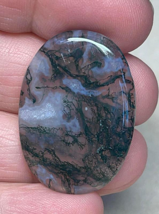 Oval 33x24mm Green Moss Agate Cabochon 33