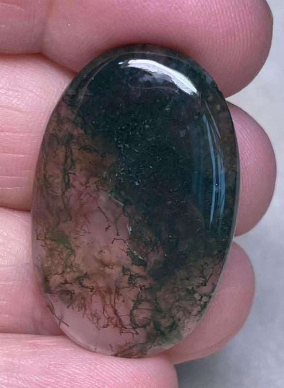 Oval 34x22mm Green Moss Agate Cabochon 36
