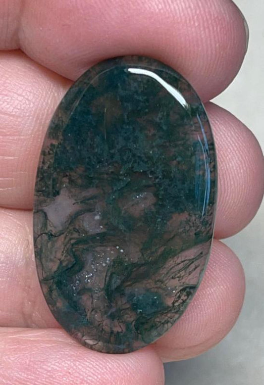 Oval 33x20mm Green Moss Agate Cabochon 49