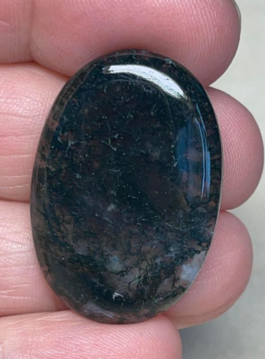 Oval 33x22mm Green Moss Agate Cabochon 50