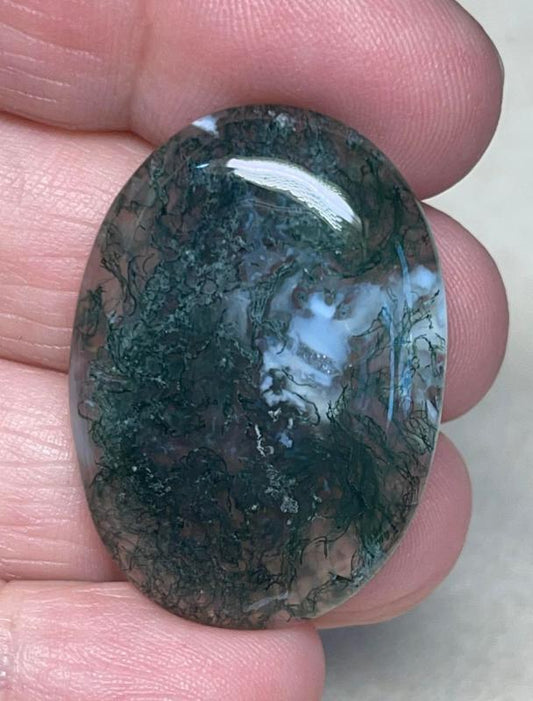 Oval 35x25mm Green Moss Agate Cabochon 52