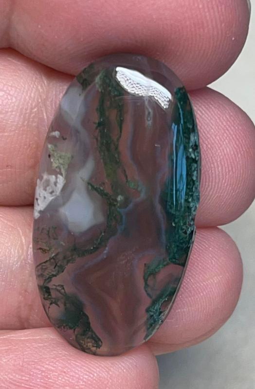 Oval 32x17mm Green Moss Agate Cabochon 53
