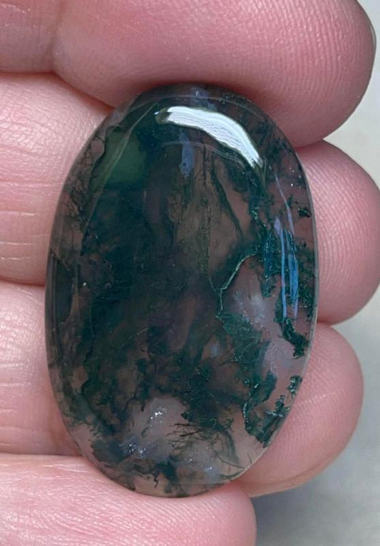 Oval 32x21mm Green Moss Agate Cabochon 59