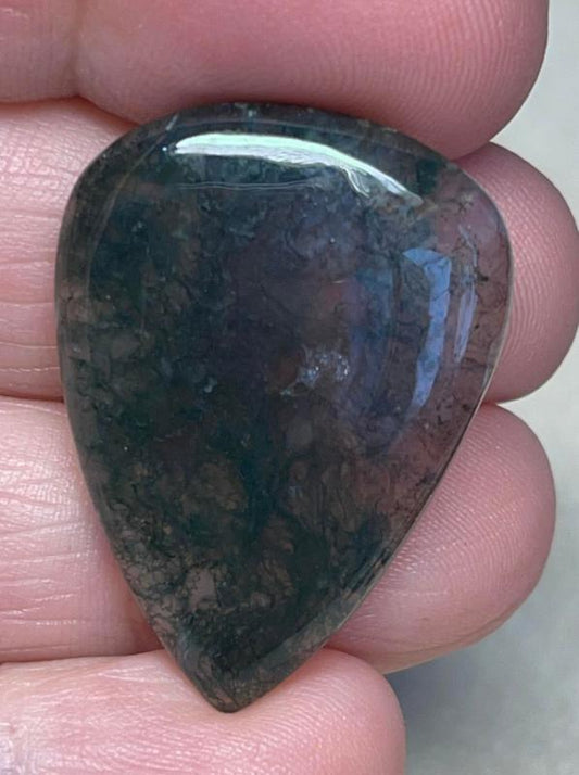 Teardrop 32x24mm Green Moss Agate Cabochon 60