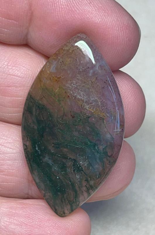Marquise 41x22mm Green Moss Agate Cabochon 62