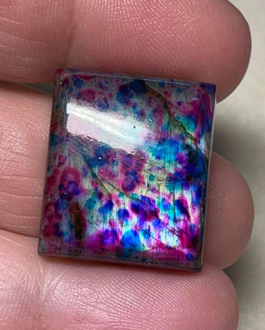 Rectangle 23x20mm Tie Dye Coloured Labradorite Cabochon 41