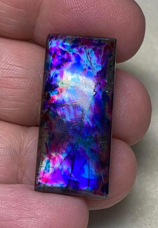 Rectangle 33x15mm Tie Dye Coloured Labradorite Cabochon 54