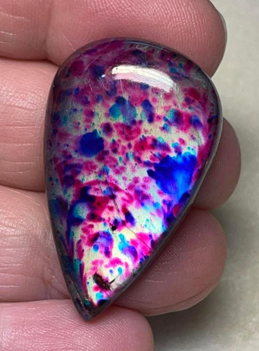 Teardrop 38x23mm Tie Dye Coloured Labradorite Cabochon 58