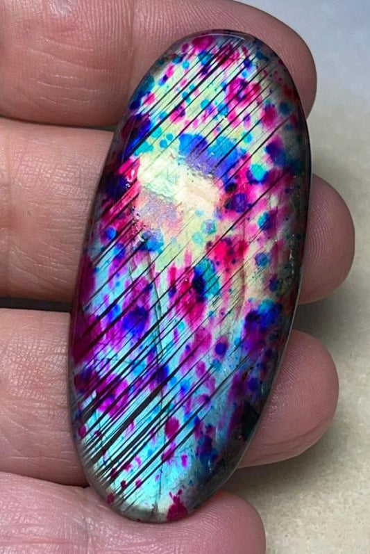 Oval 58x26mm Tie Dye Coloured Labradorite Cabochon 59