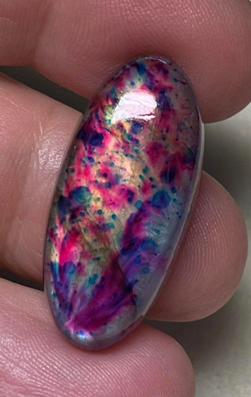 Oval 30x14mm Tie Dye Coloured Labradorite Cabochon 66