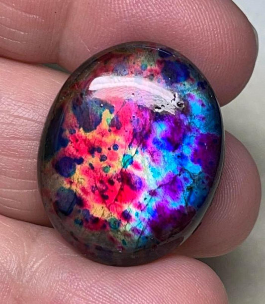 Oval 27x22mm Tie Dye Coloured Labradorite Cabochon 76