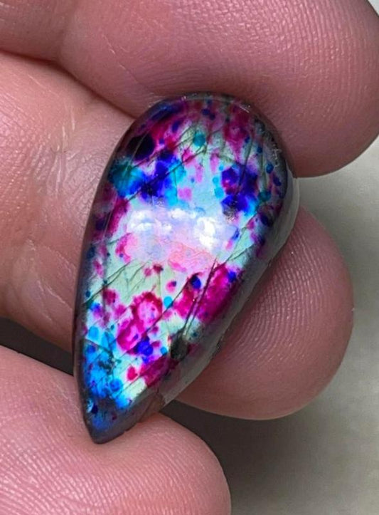 Teardrop 26x13mm Tie Dye Coloured Labradorite Cabochon 80