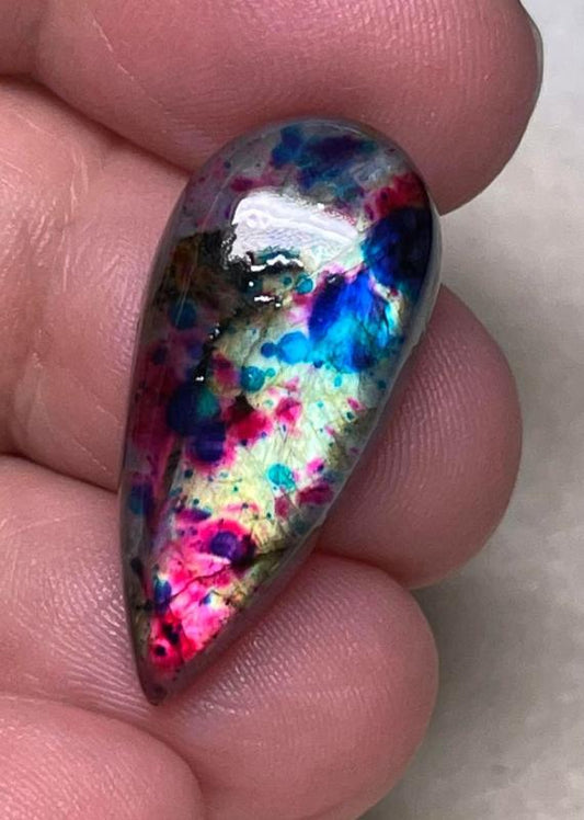 Teardrop 29x13mm Tie Dye Coloured Labradorite Cabochon 81