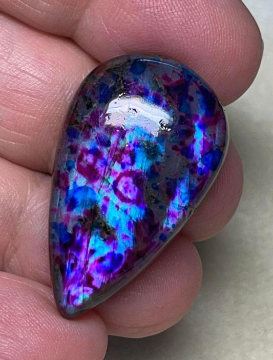 Teardrop 34x20mm Tie Dye Coloured Labradorite Cabochon 82