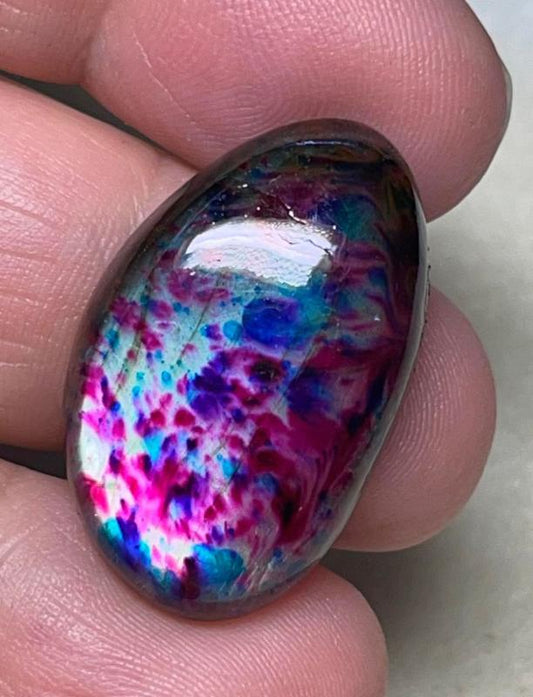 Freeform 29x18mm Tie Dye Coloured Labradorite Cabochon 102