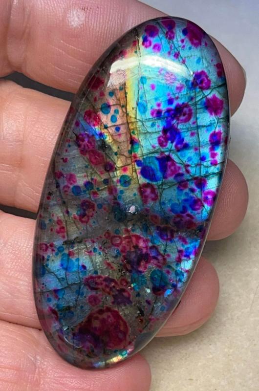 Oval 63x30mm Tie Dye Coloured Labradorite Cabochon 106