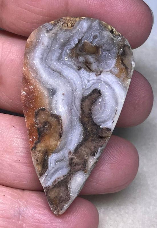 Teardrop 51x27mm Druzy Desert Chalcedony Cabochon 01