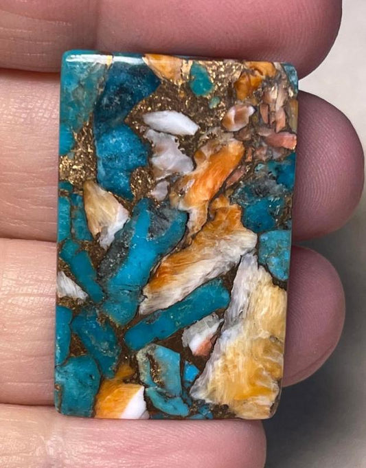 Rectangle 36x23mm Spiny Oyster Turquoise 02