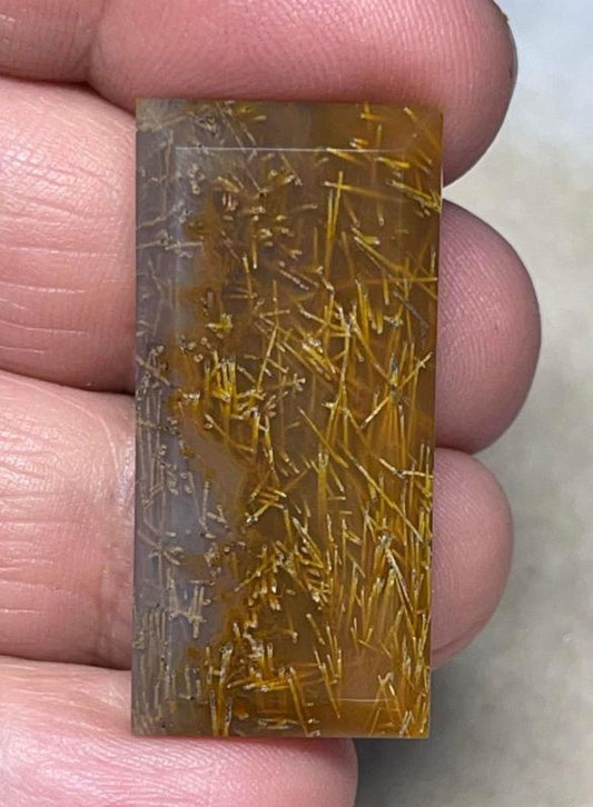 Rectangle 35x17mm Faceted Sagenite Cabochon 10