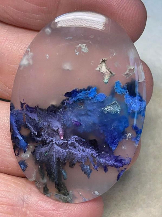 Oval 50x35mm Rainbow Plume Agate Cabochon 08