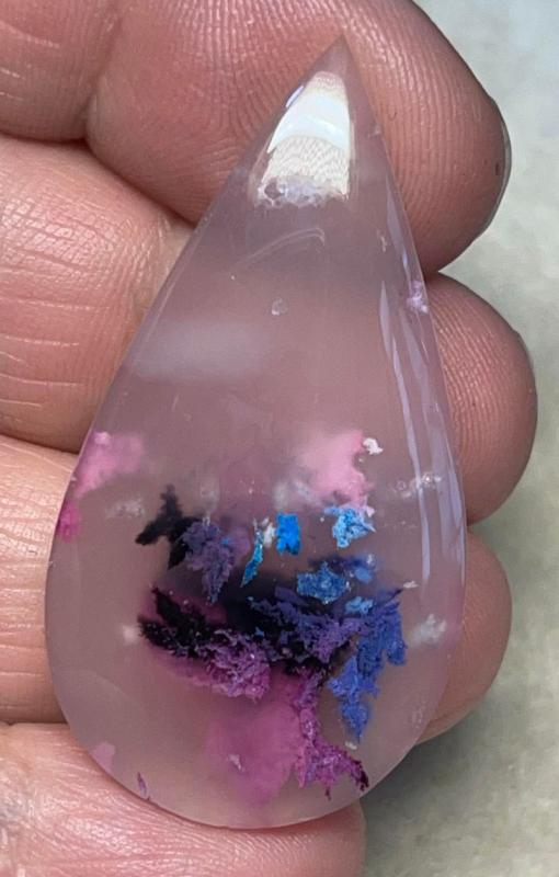 Teardrop 45x23mm Rainbow Plume Agate Cabochon 10