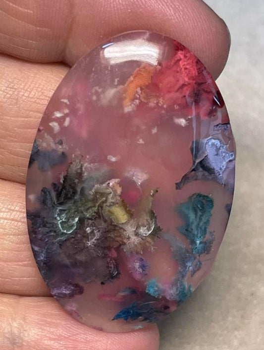 Oval 45x30mm Rainbow Plume Agate Cabochon 11