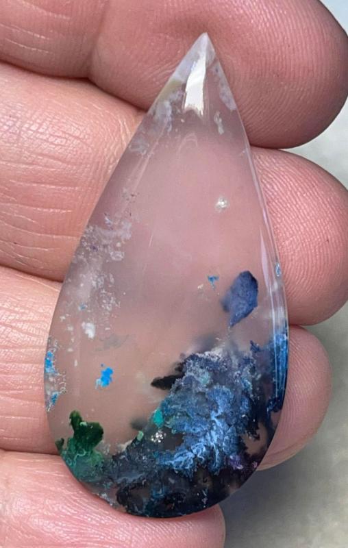 Teardrop 44x22mm Rainbow Plume Agate Cabochon 14