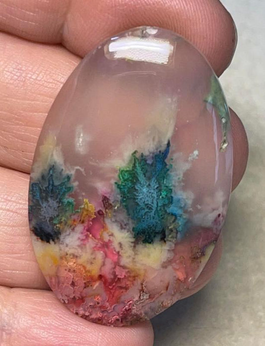 Oval 43x28mm Rainbow Plume Agate Cabochon 22