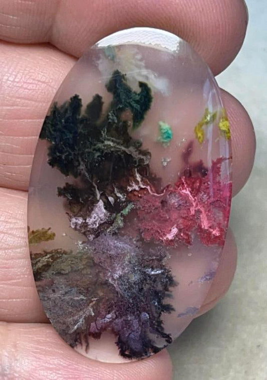 Oval 42x25mm Rainbow Plume Agate Cabochon 29