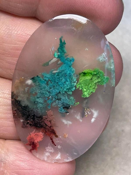 Oval 43x28mm Rainbow Plume Agate Cabochon 30