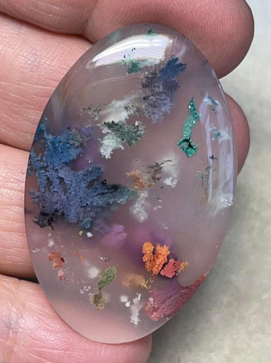 Oval 46x29mm Rainbow Plume Agate Cabochon 32